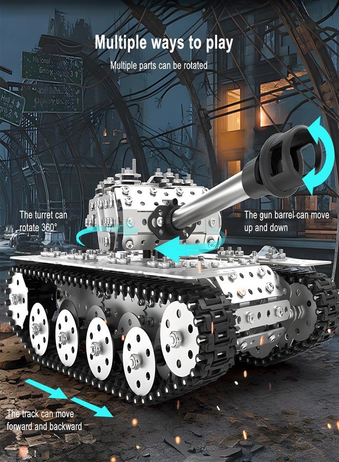 HI-REEKE 3D Metal Puzzle Set, Military Battle Tank Model Toy STEM Building Kit for Adult Gift-843PCS - Image 3